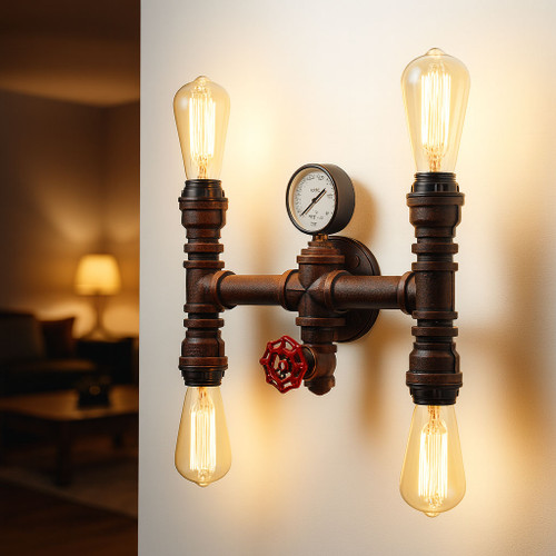 Sconce Decorative 4 Light Aged Iron Pipe