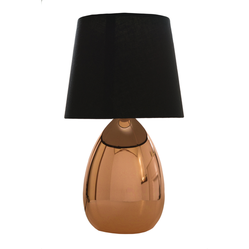 Elegant Touch Lamp With Black Fabric Shade and Copper Finish Base E14 40W