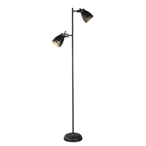 2 Head Floor Lamp In Black Finish E27 60W