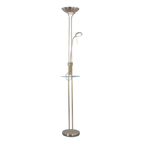 Mother And Child LED Floor Lamp In Antique Brass With Wireless Charger 3000K 18W/5W