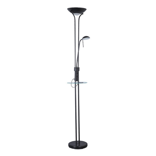 Mother And Child LED Floor Lamp In Black With Wireless Charger 3000K 18W/5W