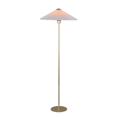 Creased White Shade And Gold Base Floor Lamp E27 60W