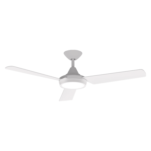 26W 48 inch 122cm 3 Blades Ceiling Fan In White With 18W Tri-Colour LED Light