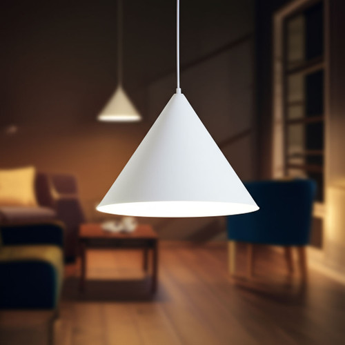 Large White Cone Shade Pendant Light E27 60W