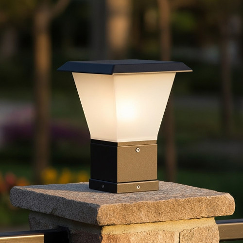 Black Pillar Light With Opal PVC Shade E27 IP44 60W