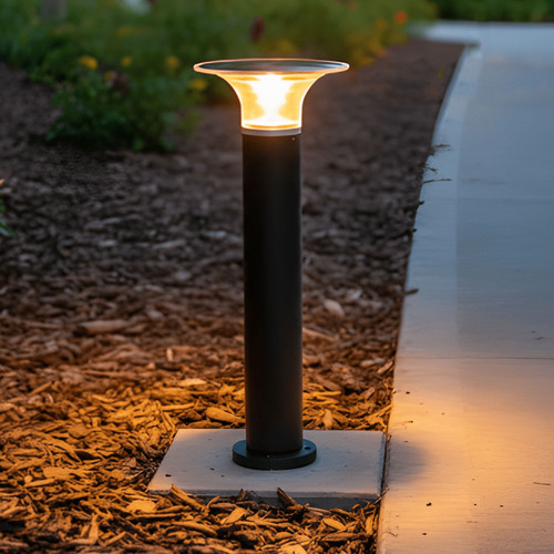 Solar Bollard Light In Black 250lm 3000K/6500K 3.7W IP44 Surface or Spike Mounted