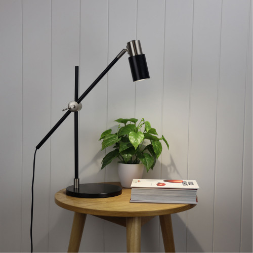 Modern Adjustable GU10 Table Lamp In Black And Chrome 7W