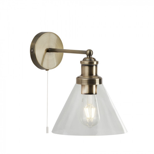 Conical Wall Light With Antique Brass Metalwork E27 60W