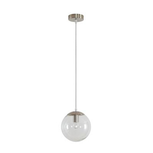 Dimmable Sphere Clear Glass Shade Pendant Light Satin Chrome E27 25W
