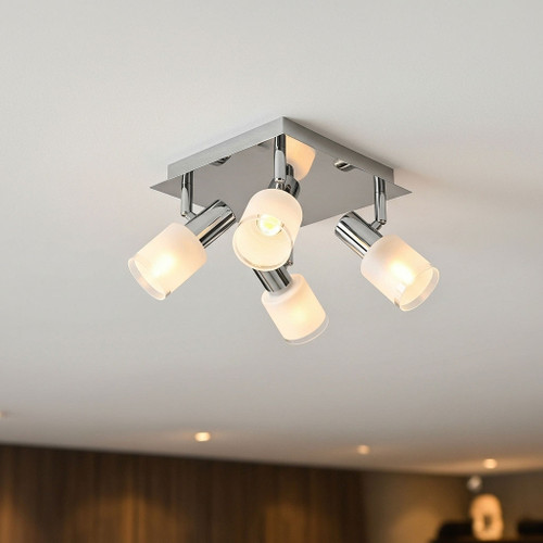 Stunning Modern White Shade Quad Spotlights On Chrome Base 3000K