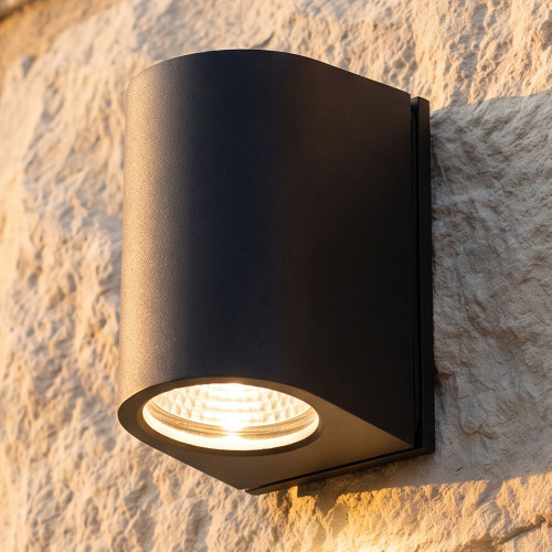 Sophisticated Up Down LED Wall Light In Charcoal Finish IP65 3000K