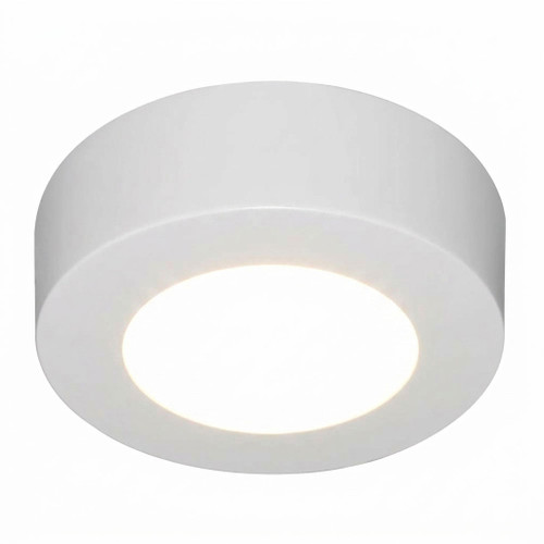 Round Tri-Colour LED Oyster Light In White 6W IP40