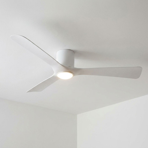 132cm 52-inch White DC Ceiling Fan With Light Hugger Remote Control 3 Blade 33W