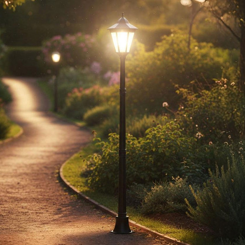 Solar Lamp Post With Motion Sensor Straight Head 200lm IP44 1870mm