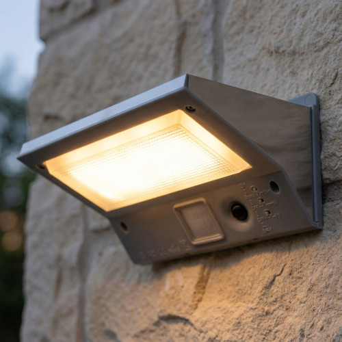 Solar Wall Light With Infrared Sensor Stainless Steel Metal