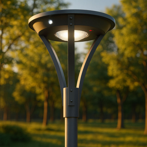 Solar Post Light Black With Motion Sensor IK08 IP66 4000K 3000lm Commercial Grade