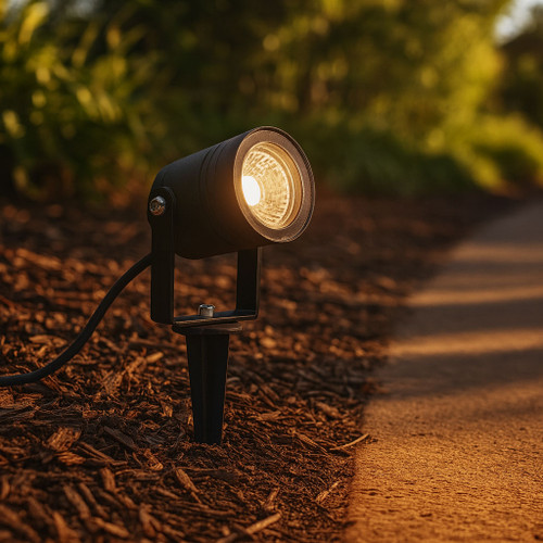 Marine Grade Aluminium Garden Spike Light In Black 12V MR16 IP65