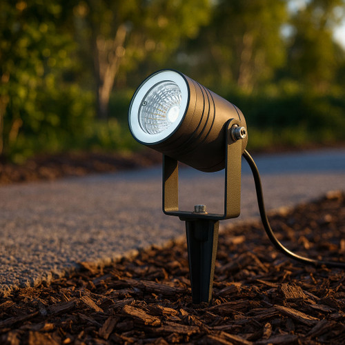 Marine Grade Aluminium 5000K LED 12V Garden Spike Light In Black MR16 IP65 6W