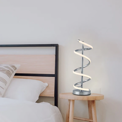 Spiral LED Table Lamp Chrome 3000K 500lm 10W IP20