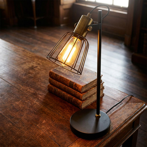 Desk Lamp Black Wire Guard Shade E14 60W IP20