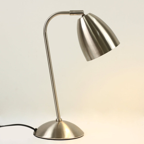 Touch Table Lamp Satin Chrome Metal 60W E27 Adjustable Shade