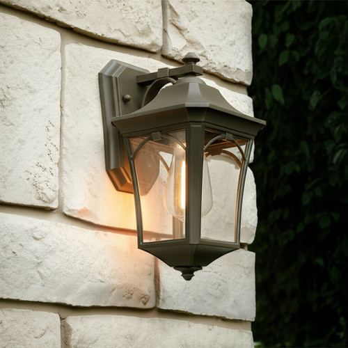 Small Elegant Lantern Wall Light Bronze E27 60W IP44