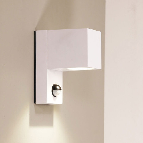 Down Wall Light White GU10 35W IP54 With Sensor