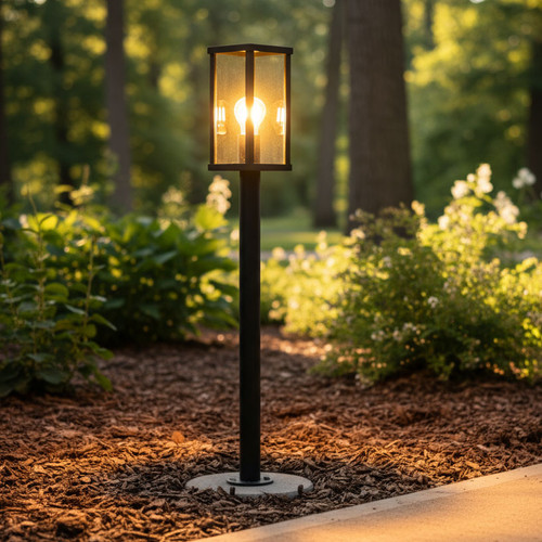 Bollard Light Black Aluminium 90cm E27 60W IP44 Commercial Grade