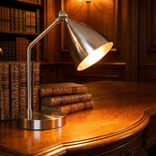 Desk Lamp Silver E14 40W Adjustable Shade