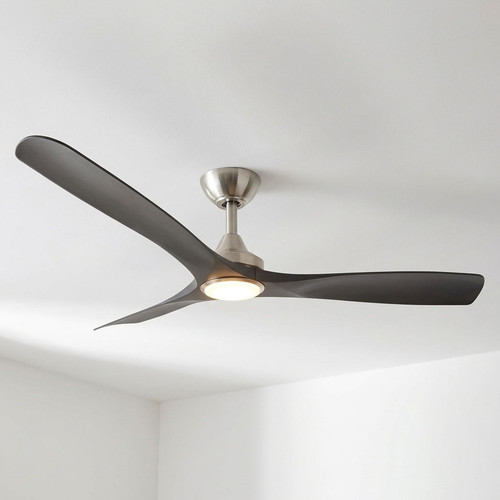 Noble 132cm 52-inch Nickel-Black DC Ceiling Fan With Light Remote Control 3 Blade 30W