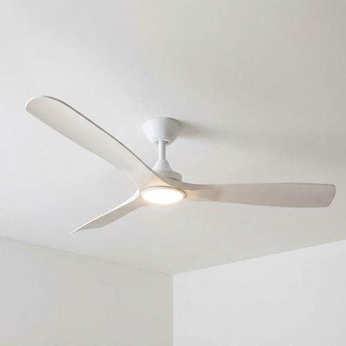 132cm 52-inch Ivory DC Ceiling Fan With Light Remote Control 3 Blade 30W