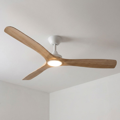 152cm 60-inch White-Ashwood DC Ceiling Fan With Light Remote Control 3 Blade 35W