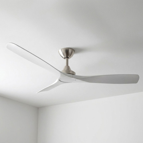 Noble 152cm 60-inch Nickel-White DC Ceiling Fan Remote Control 3 Blade 35W 6 Speed