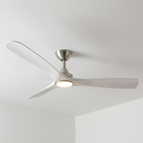 Noble 152cm 60-inch Nickel-Ivory DC Ceiling Fan With Light Remote Control 3 Blade 35W