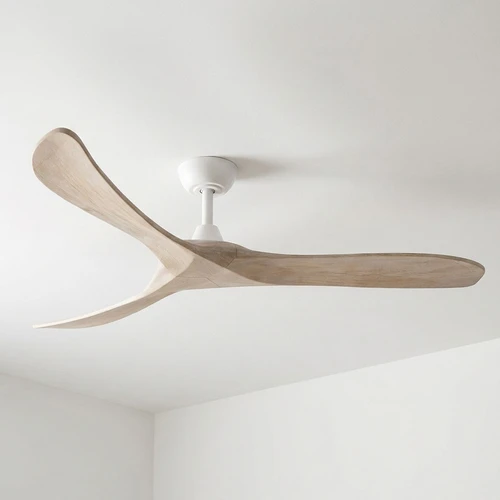 152cm 60-inch White-Oak DC Ceiling Fan Remote Control 3 Blade 39W 6 Speed