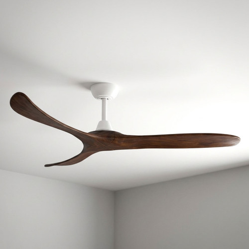 152cm 60-inch White-Walnut DC Ceiling Fan Remote Control 3 Blade 39W 6 Speed