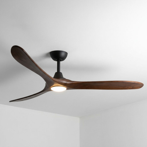 Domenech 152cm 60-inch Black-Walnut DC Ceiling Fan With Light Remote Control 3 Blade 39W