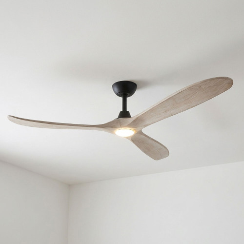 Domenech 183cm 72-inch Black-Oak DC Ceiling Fan With Light Remote Control 3 Blade 39W