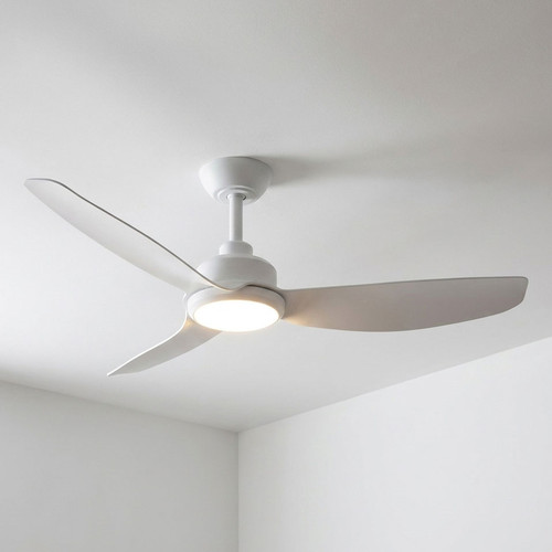 122cm 48-inch White DC Ceiling Fan With Light Remote Control 3 Blade 39W Uplight