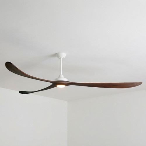 254cm 100-inch White-Walnut DC Ceiling Fan With Light Remote Control 3 Blade 50W