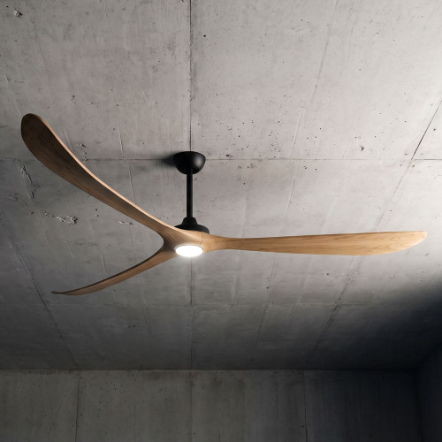 Domenech 254cm 100-inch Black-Timber DC Ceiling Fan With Light Remote Control 3 Blade 50W