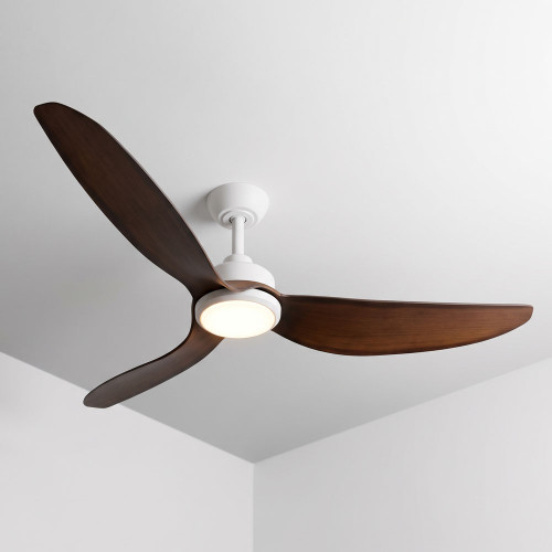 Pisacane 142cm 56-inch White-Koa DC Ceiling Fan With Light Remote Control 3 Blade 39W