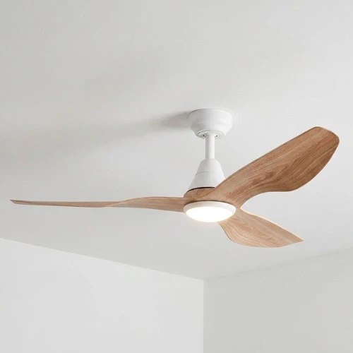 114cm 45-inch White-Oak DC Ceiling Fan With Light Remote Control 3 Blade 15W