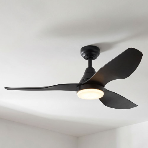 132cm 52-inch Black DC Ceiling Fan With Light Remote Control 3 Blade 31W