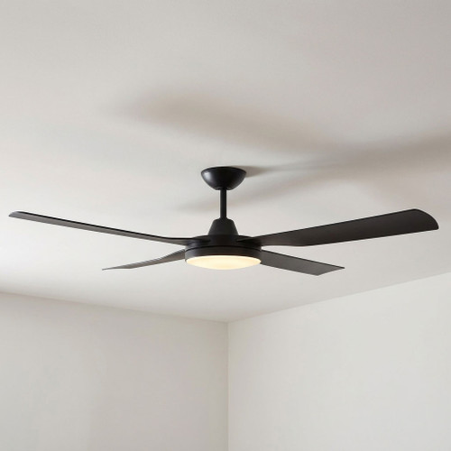 122cm 48-inch Black DC Ceiling Fan With Light Remote Control 4 Blade 40W