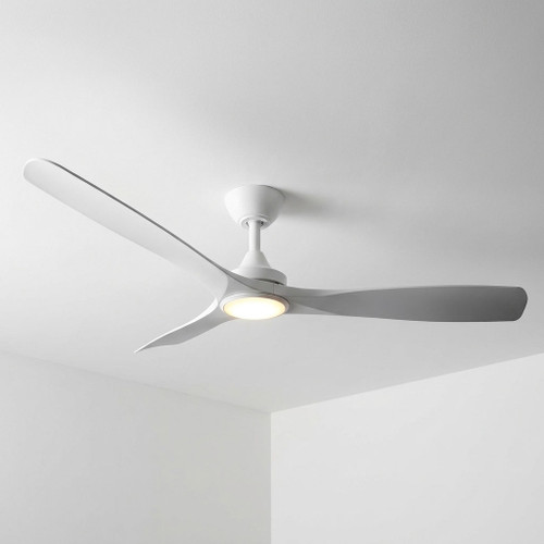 Noble 132cm 52-inch White DC Ceiling Fan With Light Remote Control 3 Blade 30W
