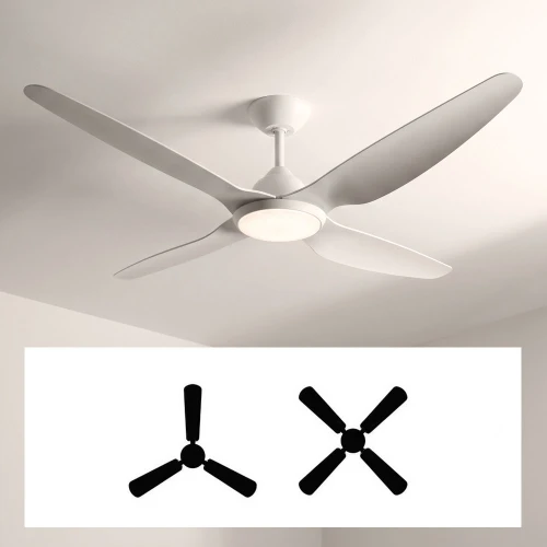 147cm 58-inch White DC Ceiling Fan With Light Remote Control Convertible Blades 40W