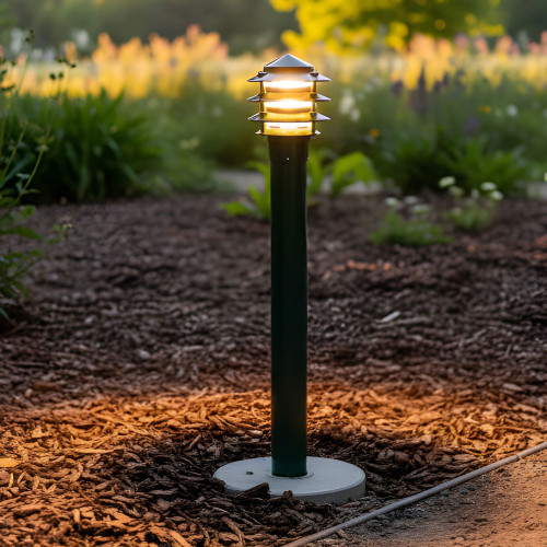 Bollard Light Green Aluminium E27 IP44 1168mm Commercial Grade