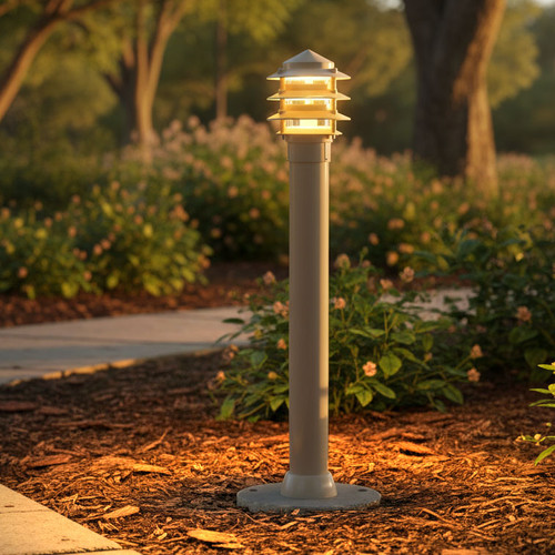 Bollard Light Beige Aluminium E27 IP44 1168mm Commercial Grade