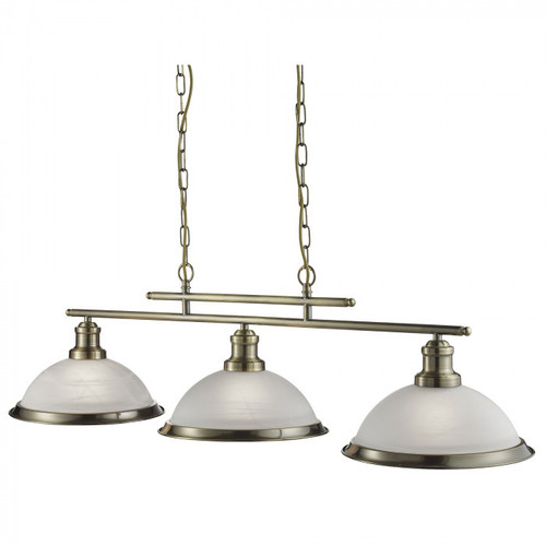 Pendant Light Antique Brass With Alabaster Glass 3 Light E27 7W